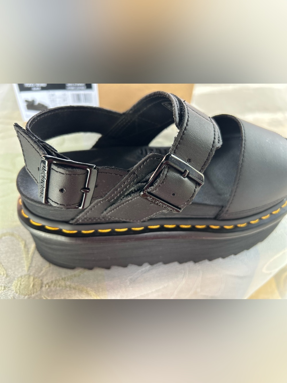 Dr. Martens Women’s Voss Squad Platform Black Leather Sandals with Buckle Straps - Picture 13 of 15